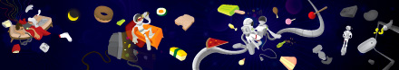 floating in space